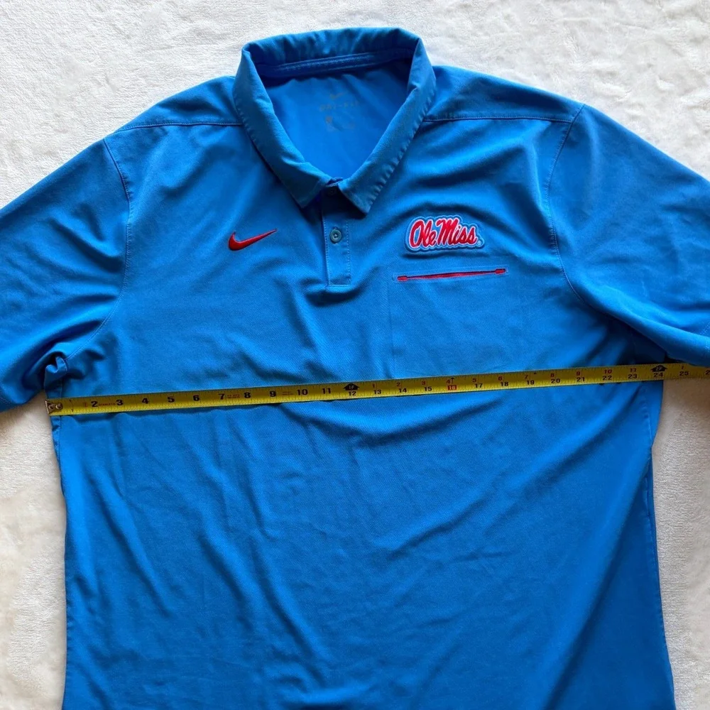 Nike Blue Ole Miss Rebels Dri-FIT Sideline Pocket Polo Shirt Mens XL Excellent